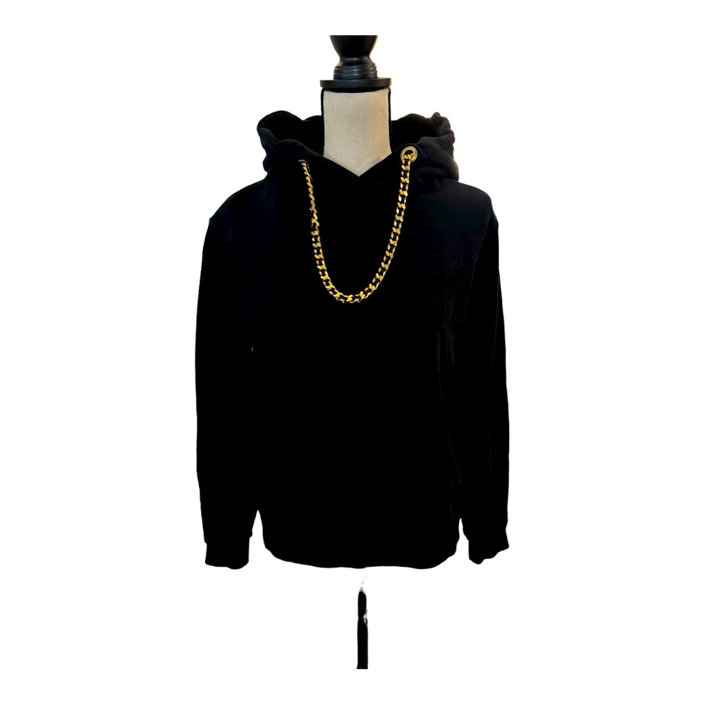 Authentic Burberry Black Hoodie With Gold Chain Detail Spring/Summer 2019 - XS